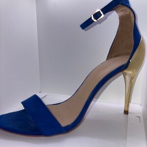Zara Royal Blue Sandals with Gold Heel
